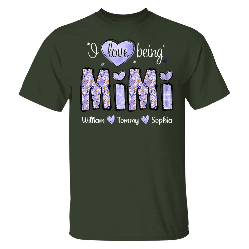 I Love Being Mimi Purple Daisy - Personalized Shirt For Grandma Pt99