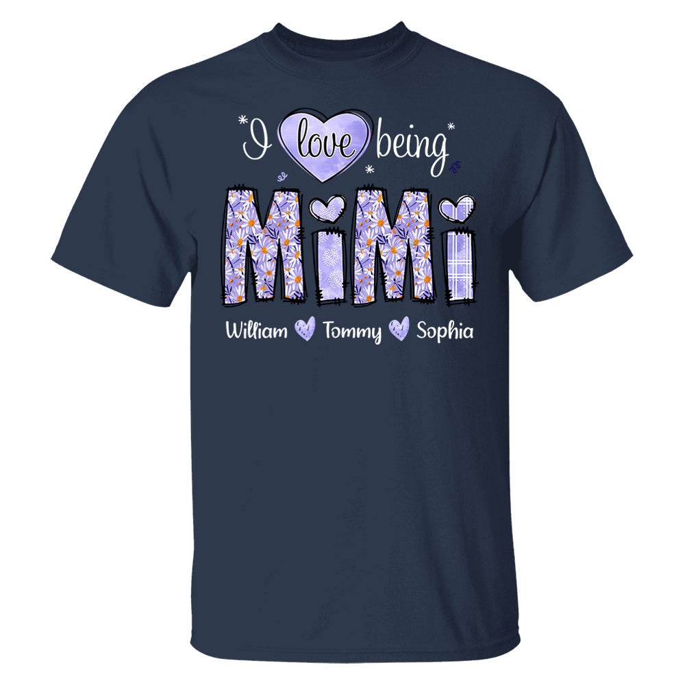 I Love Being Mimi Purple Daisy - Personalized Shirt For Grandma Pt99