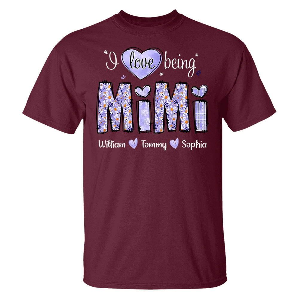 I Love Being Mimi Purple Daisy - Personalized Shirt For Grandma Pt99