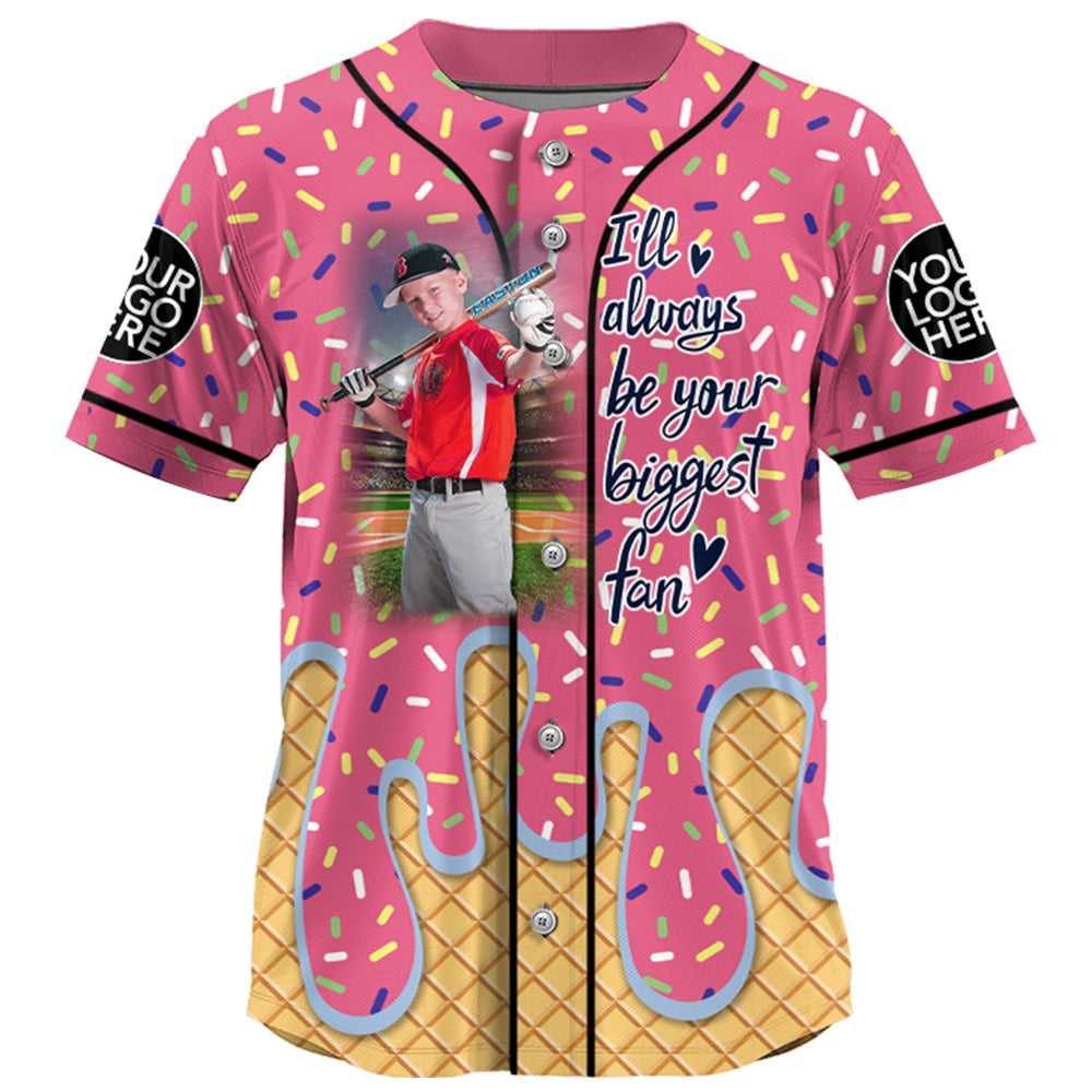 Biggest Fan Drip Baseball Jersey, Custom Photo Baseball Game Day Baseball Jersey A2110 Tu20