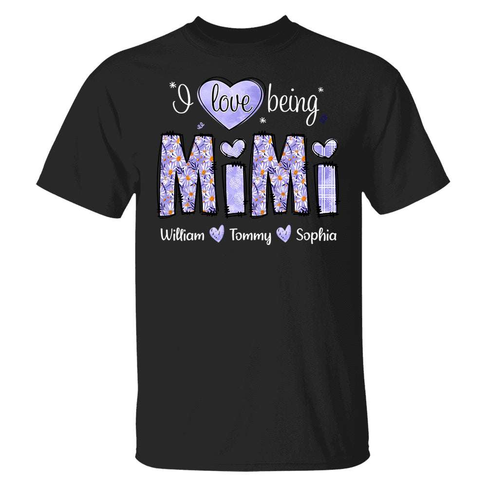 I Love Being Mimi Purple Daisy - Personalized Shirt For Grandma Pt99