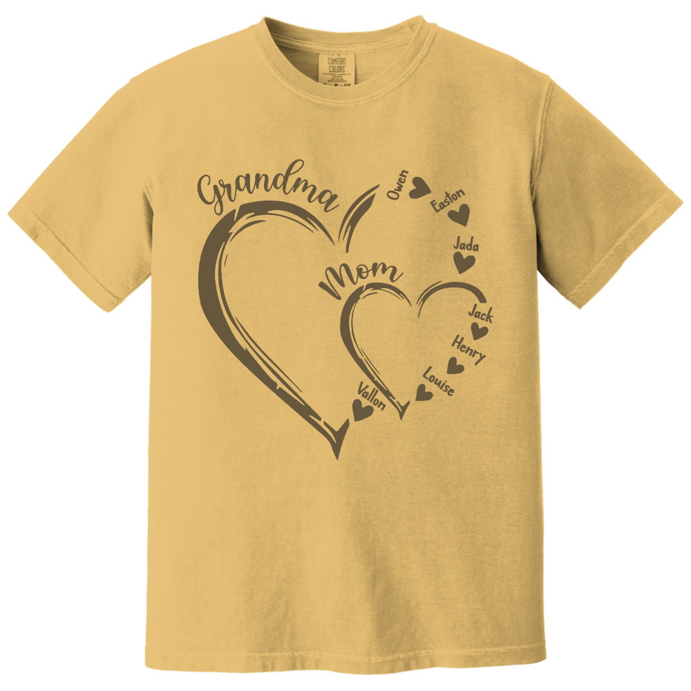 Custom Grandma Mom Heart Shirt, Personalized Nana Shirt, Mimi Shirt - Best Gifts For Mother's Day Nh00
