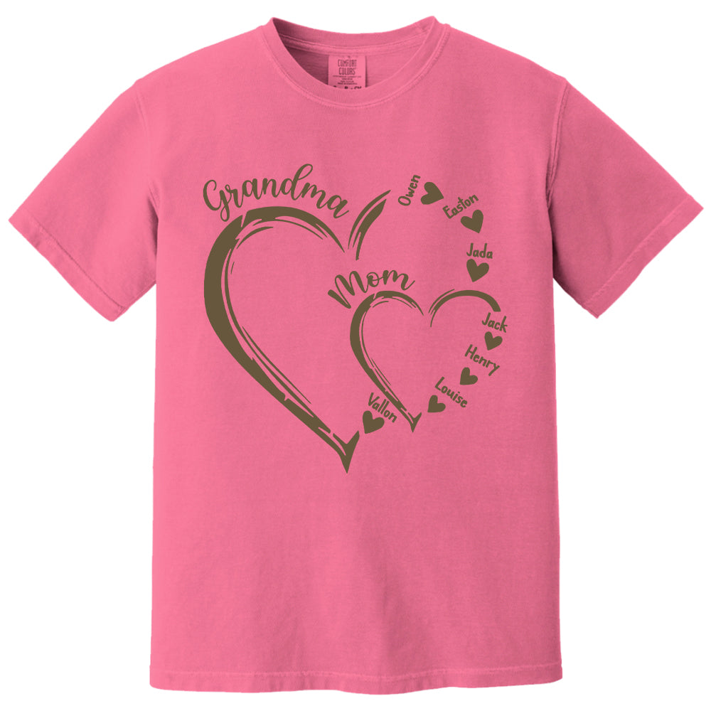 Custom Grandma Mom Heart Shirt, Personalized Nana Shirt, Mimi Shirt - Best Gifts For Mother's Day Nh00