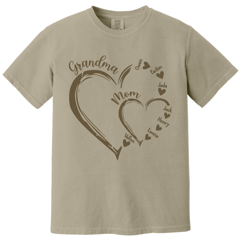 Custom Grandma Mom Heart Shirt, Personalized Nana Shirt, Mimi Shirt - Best Gifts For Mother's Day Nh00
