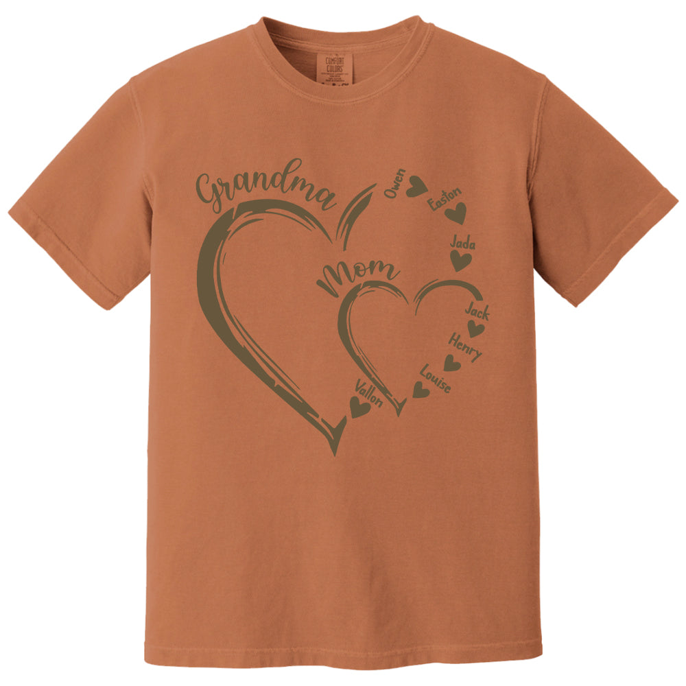 Custom Grandma Mom Heart Shirt, Personalized Nana Shirt, Mimi Shirt - Best Gifts For Mother's Day Nh00
