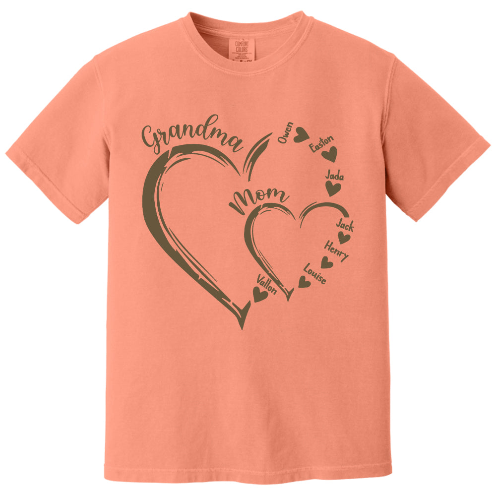 Custom Grandma Mom Heart Shirt, Personalized Nana Shirt, Mimi Shirt - Best Gifts For Mother's Day Nh00
