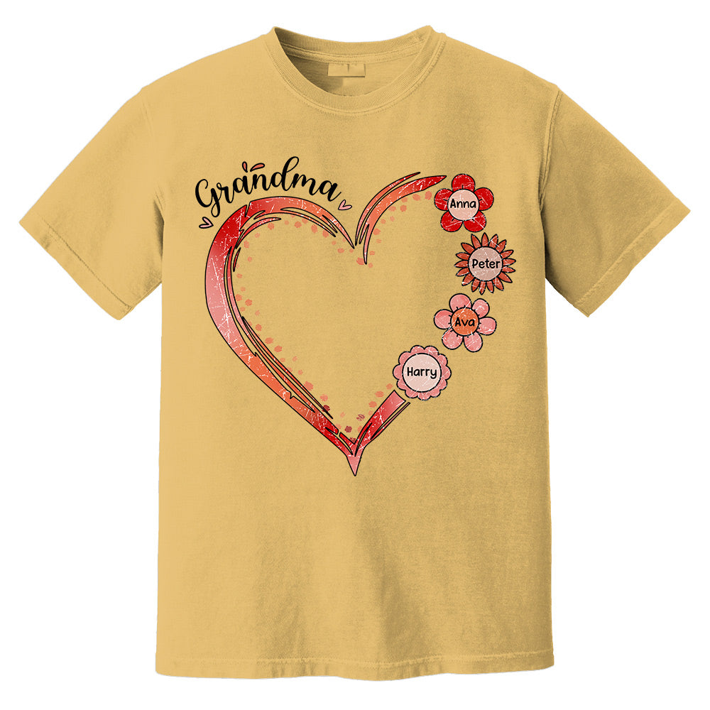Grandma and Grandkids, Forever In Grandma's Heart - Family Personalized Custom Comfort Colors T-Shirt Do99