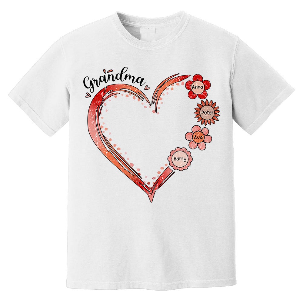 Grandma and Grandkids, Forever In Grandma's Heart - Family Personalized Custom Comfort Colors T-Shirt Do99