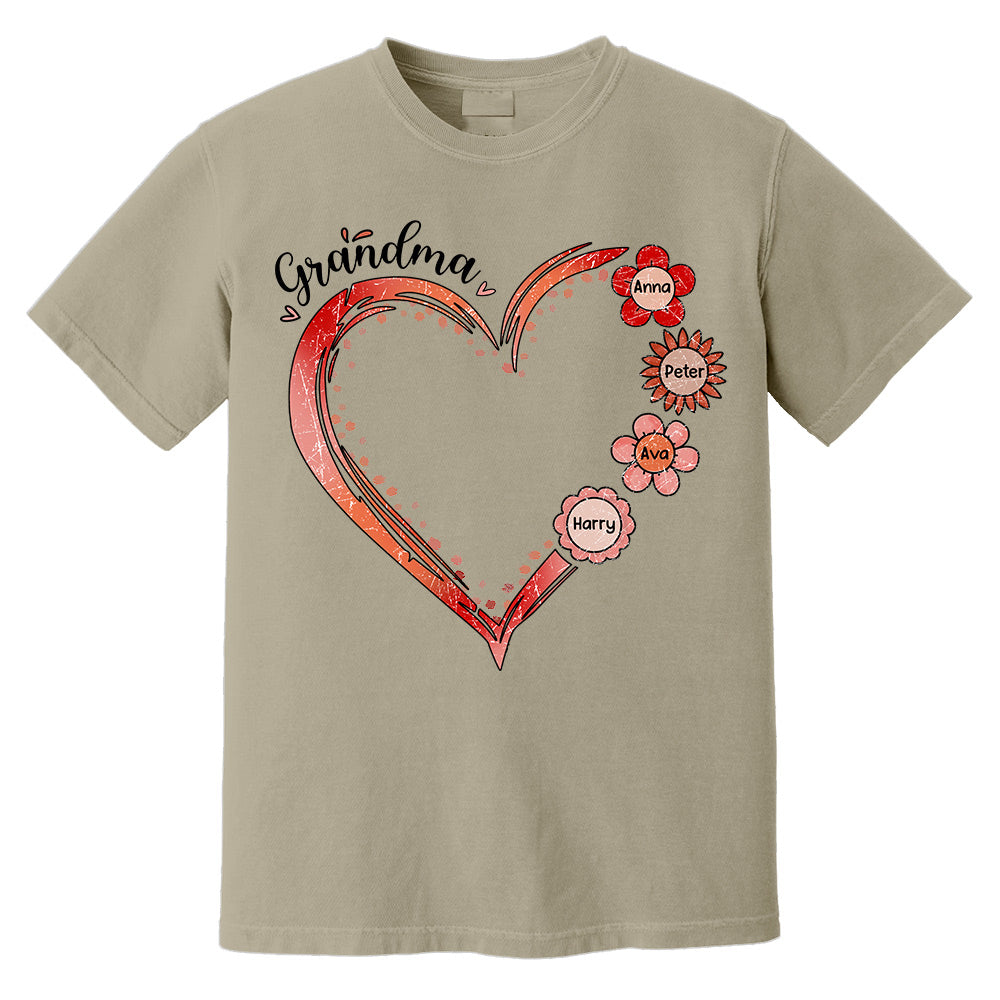 Grandma and Grandkids, Forever In Grandma's Heart - Family Personalized Custom Comfort Colors T-Shirt Do99
