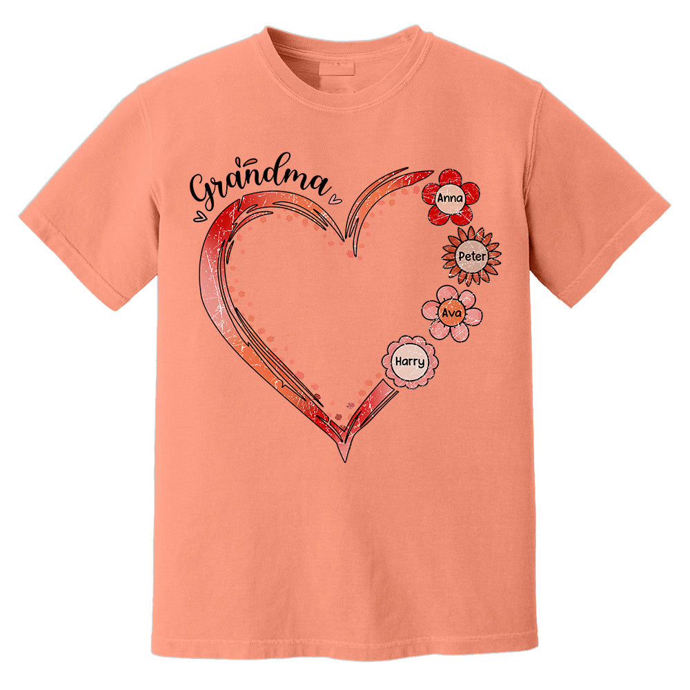 Grandma and Grandkids, Forever In Grandma's Heart - Family Personalized Custom Comfort Colors T-Shirt Do99