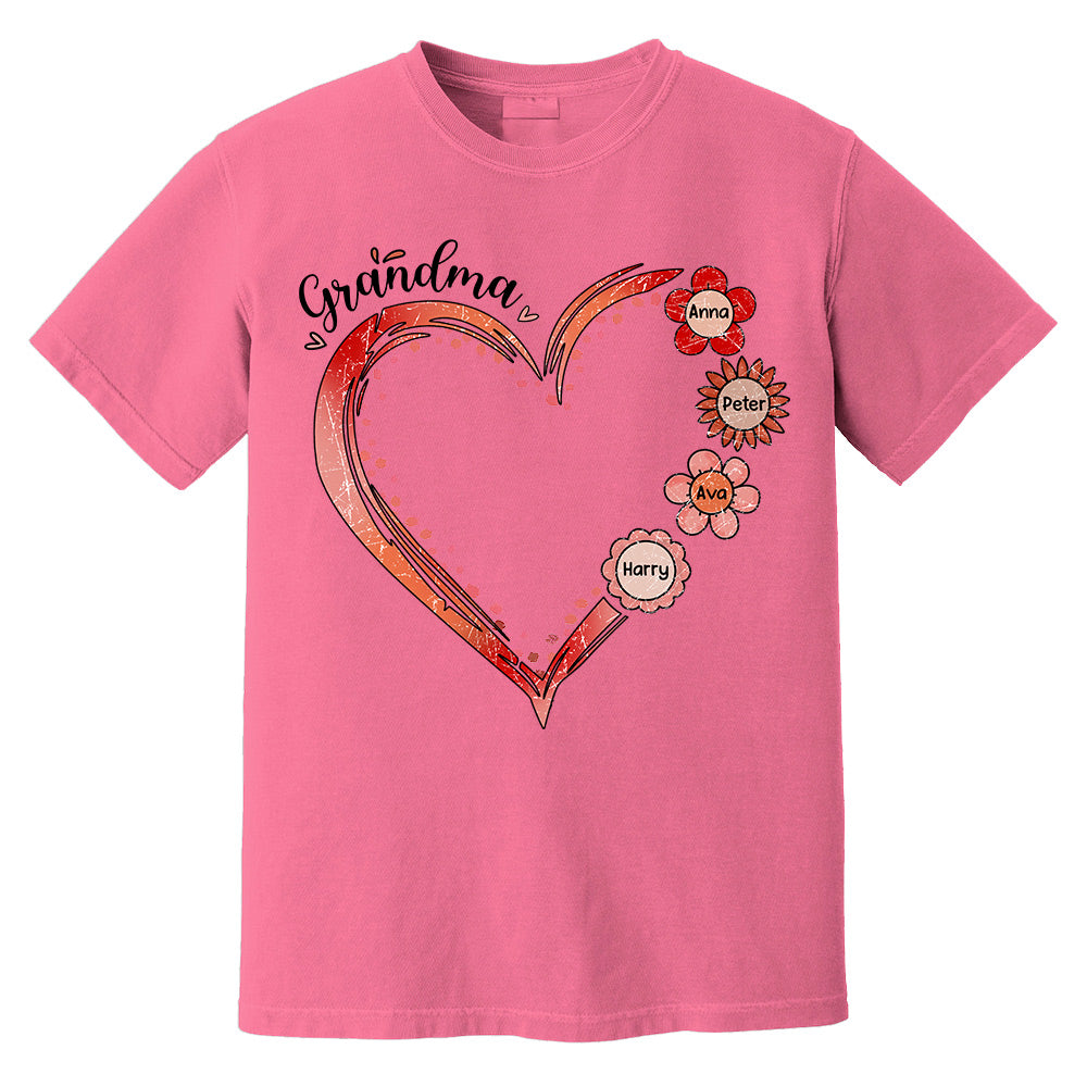 Grandma and Grandkids, Forever In Grandma's Heart - Family Personalized Custom Comfort Colors T-Shirt Do99