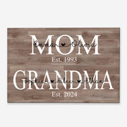 Personalized Mom Est Grandma Est Canvas Prints with Grandkids, Gift for Mom