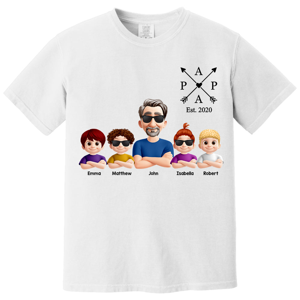 Grandpa And Grandkids Heart Arrow Est. Year Gift For Grandpa - Personalized Shirt Father's Day Gift 2025 Do98