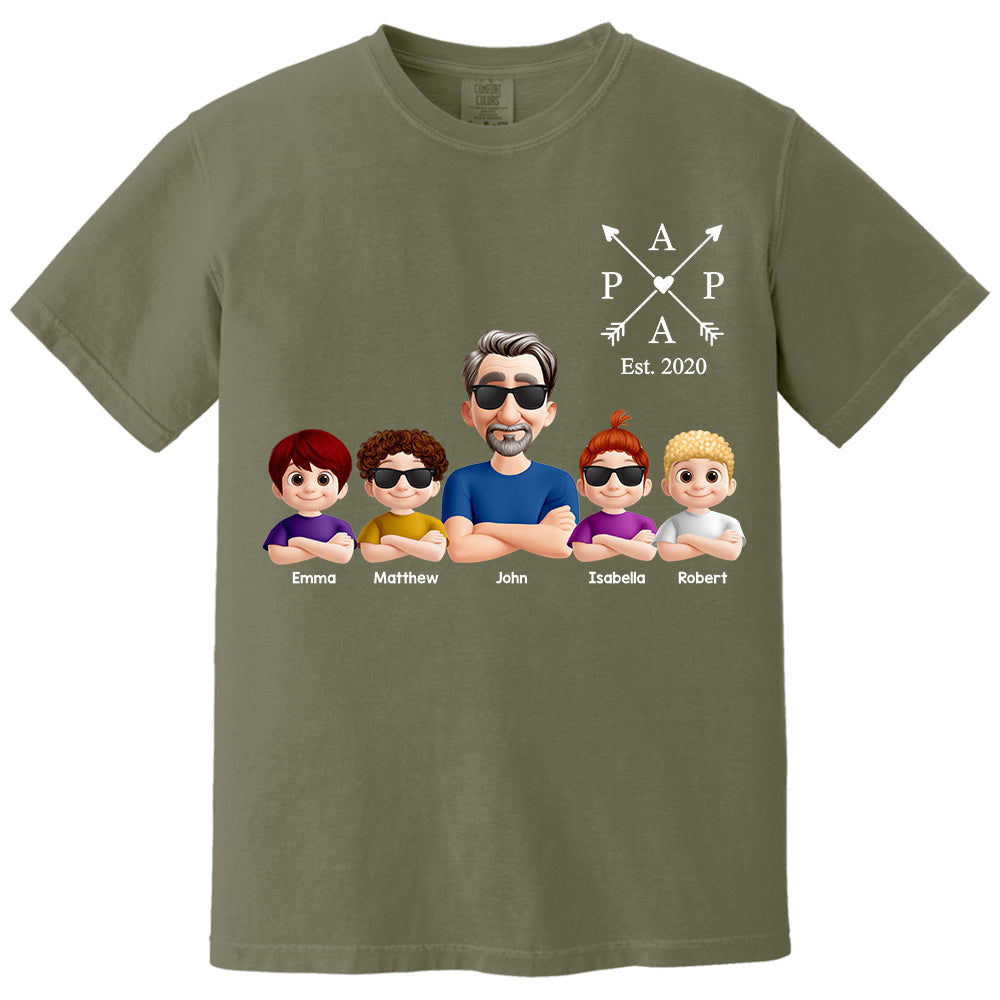 Grandpa And Grandkids Heart Arrow Est. Year Gift For Grandpa - Personalized Shirt Father's Day Gift 2025 Do98