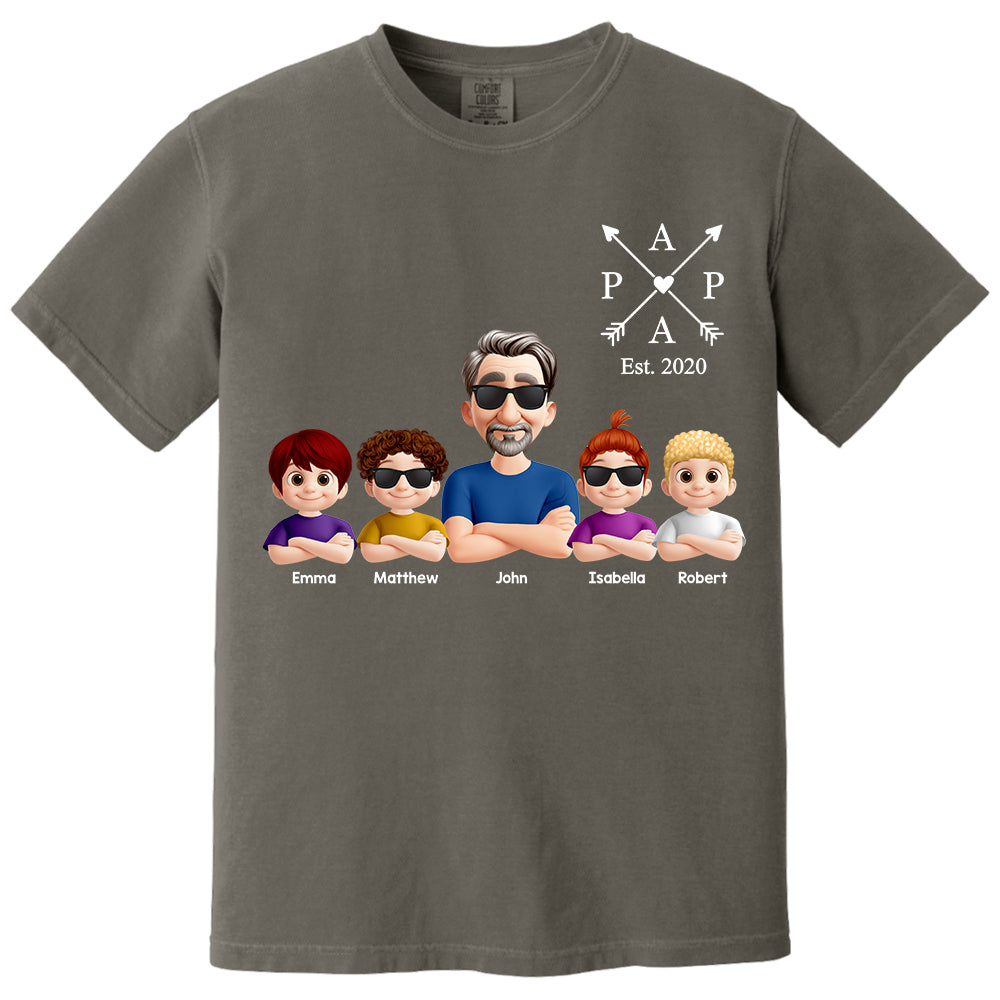 Grandpa And Grandkids Heart Arrow Est. Year Gift For Grandpa - Personalized Shirt Father's Day Gift 2025 Do98