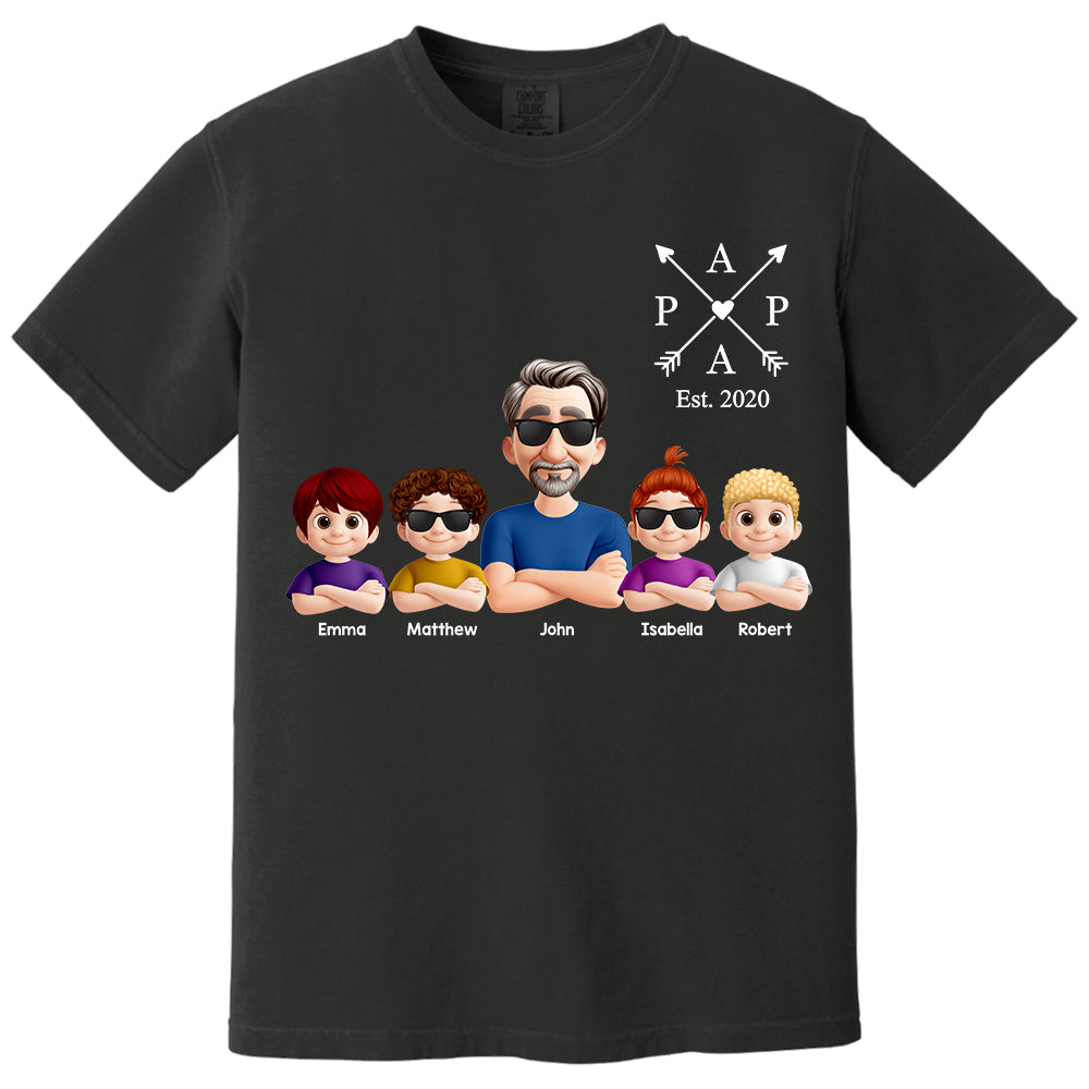 Grandpa And Grandkids Heart Arrow Est. Year Gift For Grandpa - Personalized Shirt Father's Day Gift 2025 Do98