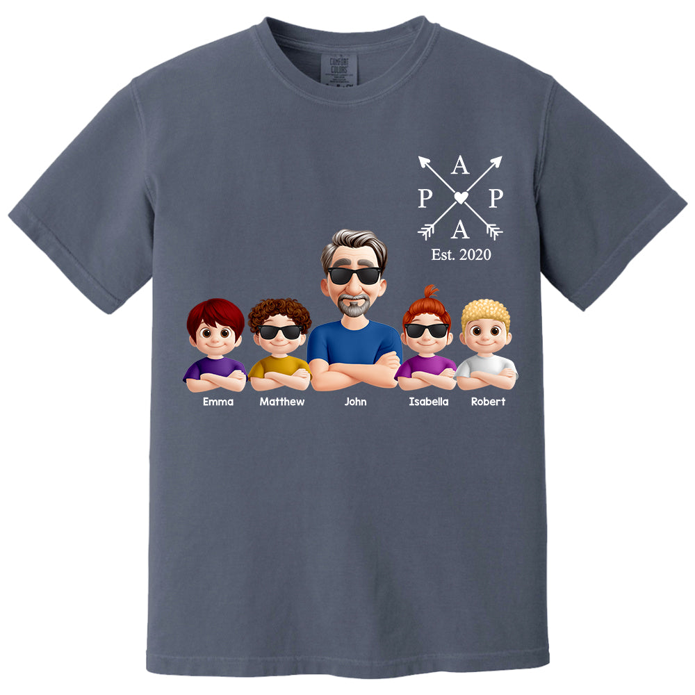 Grandpa And Grandkids Heart Arrow Est. Year Gift For Grandpa - Personalized Shirt Father's Day Gift 2025 Do98