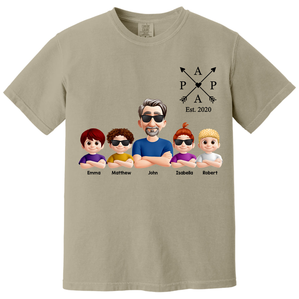 Grandpa And Grandkids Heart Arrow Est. Year Gift For Grandpa - Personalized Shirt Father's Day Gift 2025 Do98