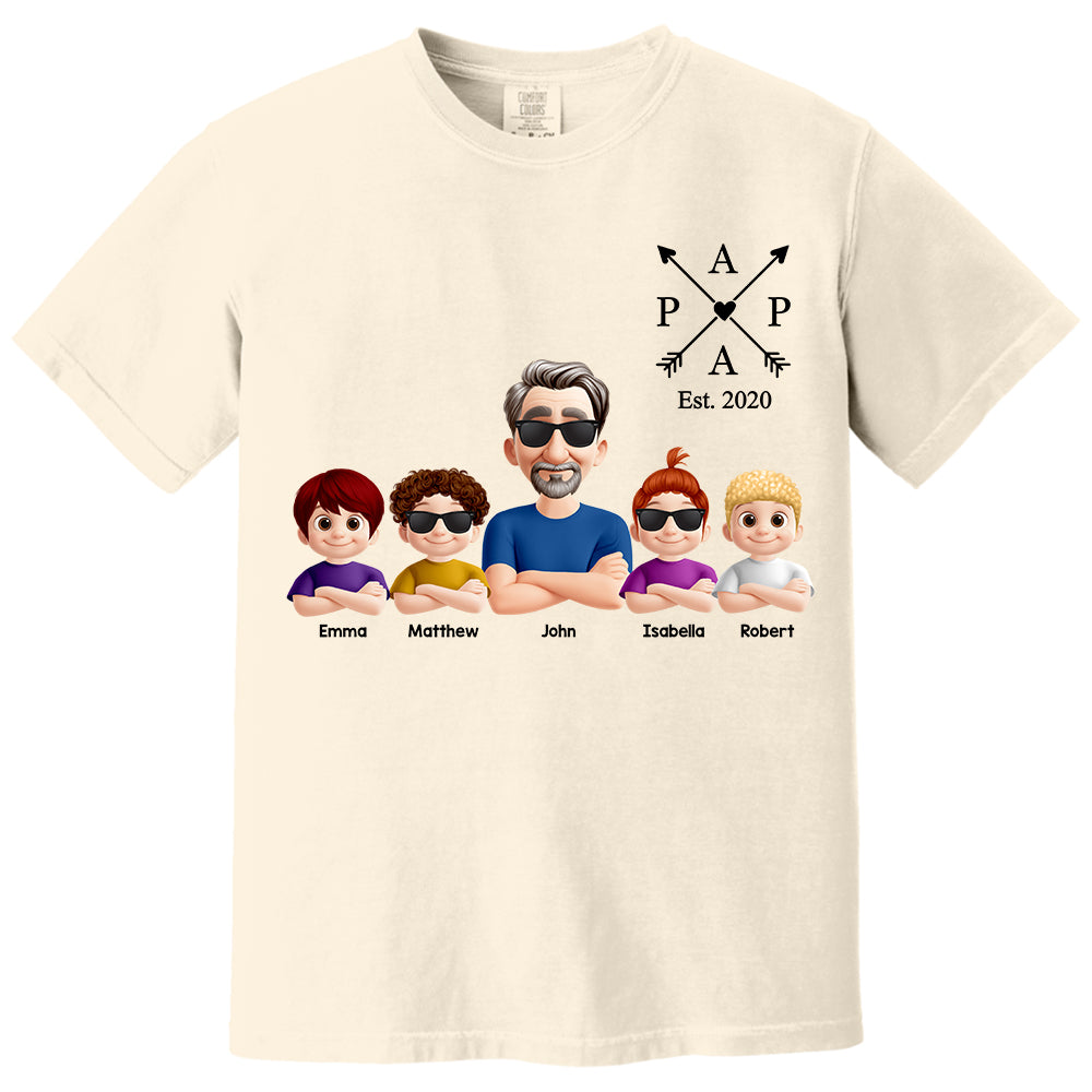 Grandpa And Grandkids Heart Arrow Est. Year Gift For Grandpa - Personalized Shirt Father's Day Gift 2025 Do98