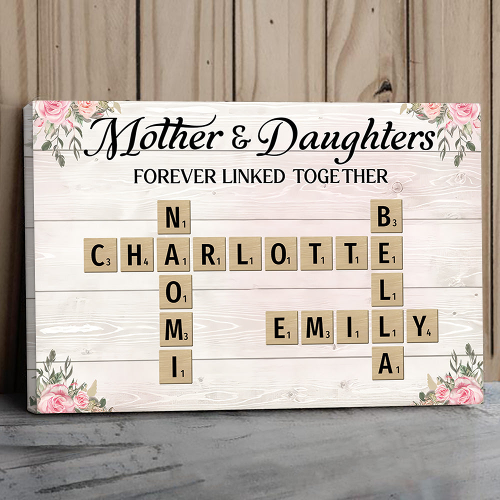Mother & Daughters Sons Forever Linked Together Crossword Puzzle Art Personalized Poster Tu20