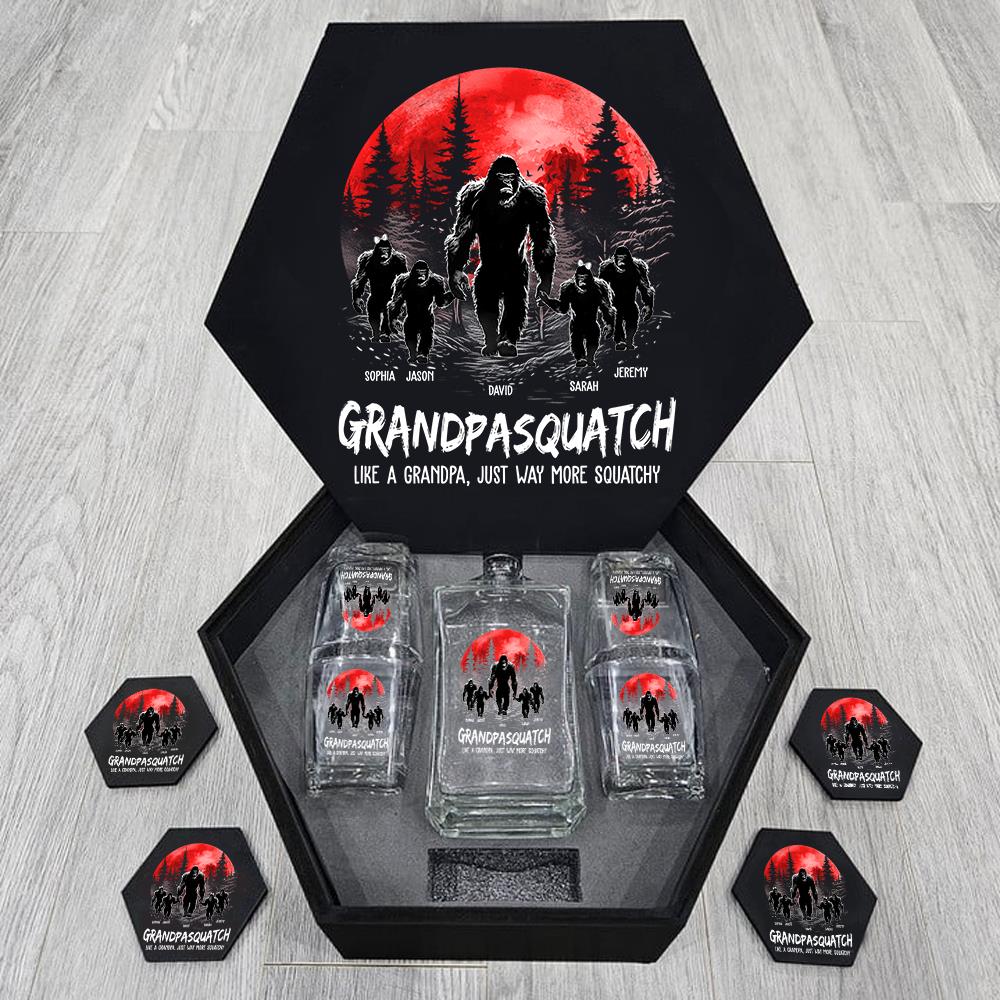 Papasquatch, Like A Grandpa, Just Way More Squatchy - Personalized Decanter Set
