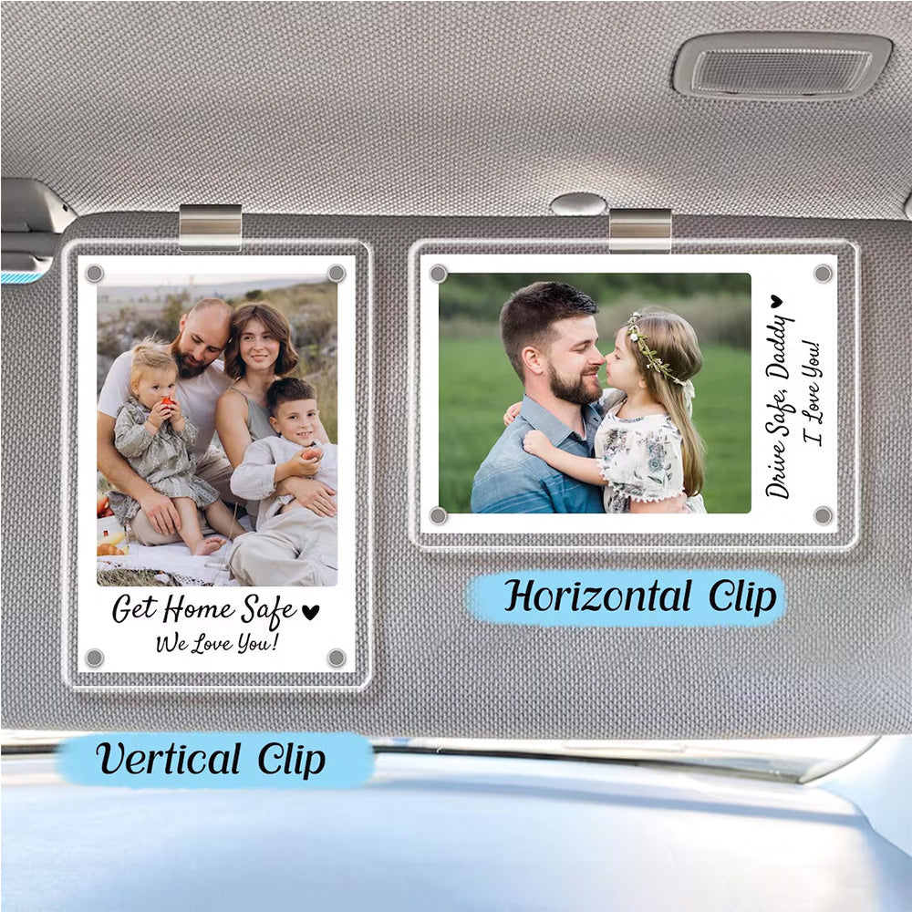 Personalized Dad Car Visor Clip PHOTO INCLUDED, Father's Day Gift for Dad Grandpa, Drive Safe Sun Visor, New Dad Gift, Dad Picture Frame Pt99
