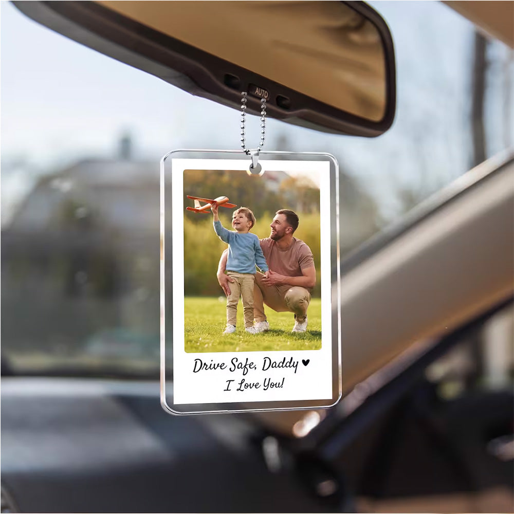 Personalized Dad Car Visor Clip PHOTO INCLUDED, Father's Day Gift for Dad Grandpa, Drive Safe Sun Visor, New Dad Gift, Dad Picture Frame Pt99