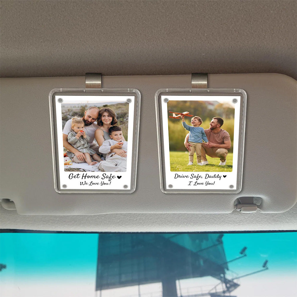 Personalized Dad Car Visor Clip PHOTO INCLUDED, Father's Day Gift for Dad Grandpa, Drive Safe Sun Visor, New Dad Gift, Dad Picture Frame Pt99