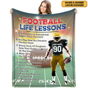 Custom Blanket Gift For Football Player - Personalized Gifts For Football Lovers - American Football Life Lessons Blanket Vr2