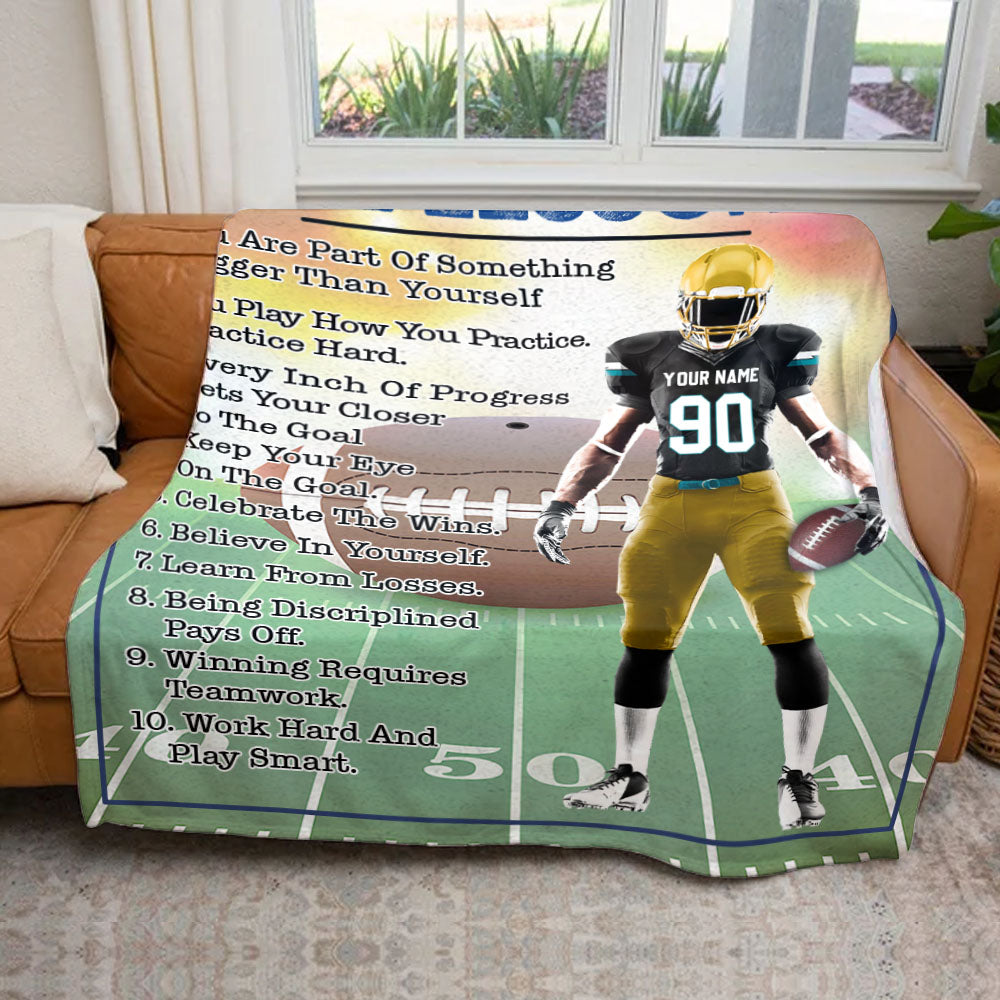 Custom Blanket Gift For Football Player - Personalized Gifts For Football Lovers - American Football Life Lessons Blanket Vr2