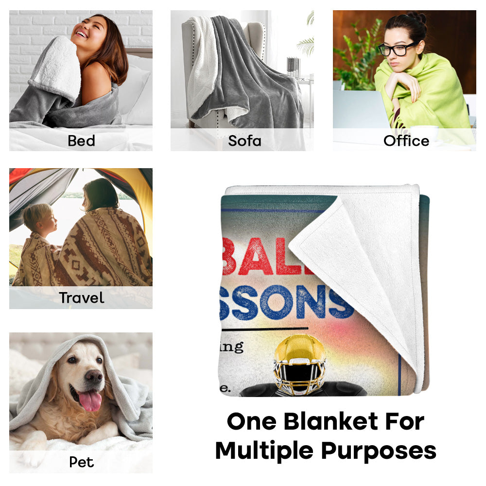 Custom Blanket Gift For Football Player - Personalized Gifts For Football Lovers - American Football Life Lessons Blanket Vr2