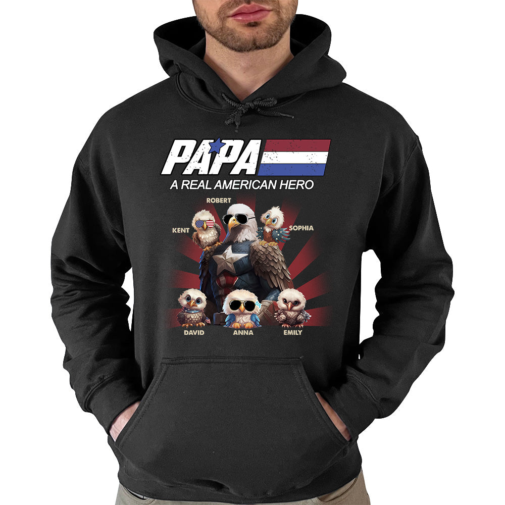 Papa/Dad A Real American Hero Personalized Patriotic Bald Eagle Shirt Nh00