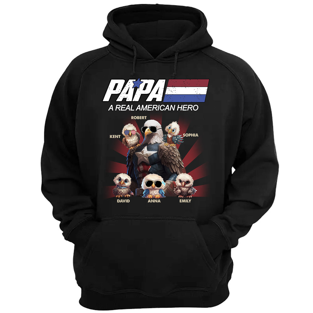 Papa/Dad A Real American Hero Personalized Patriotic Bald Eagle Shirt Nh00