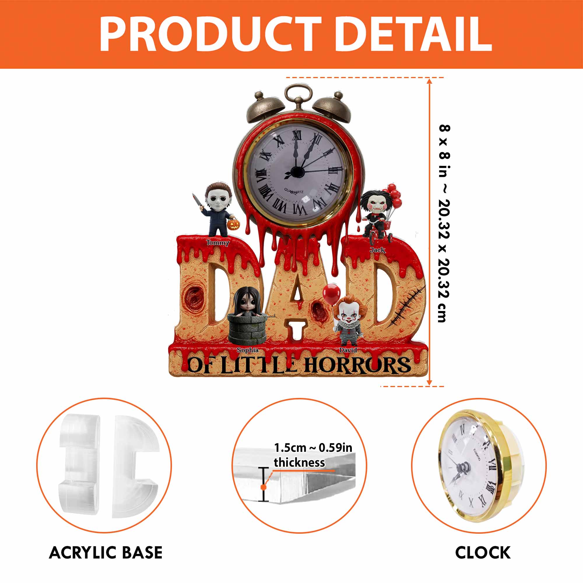 Horror Dad Acrylic Desk Clock Plaque - Personalized Gift For Dad Pt99