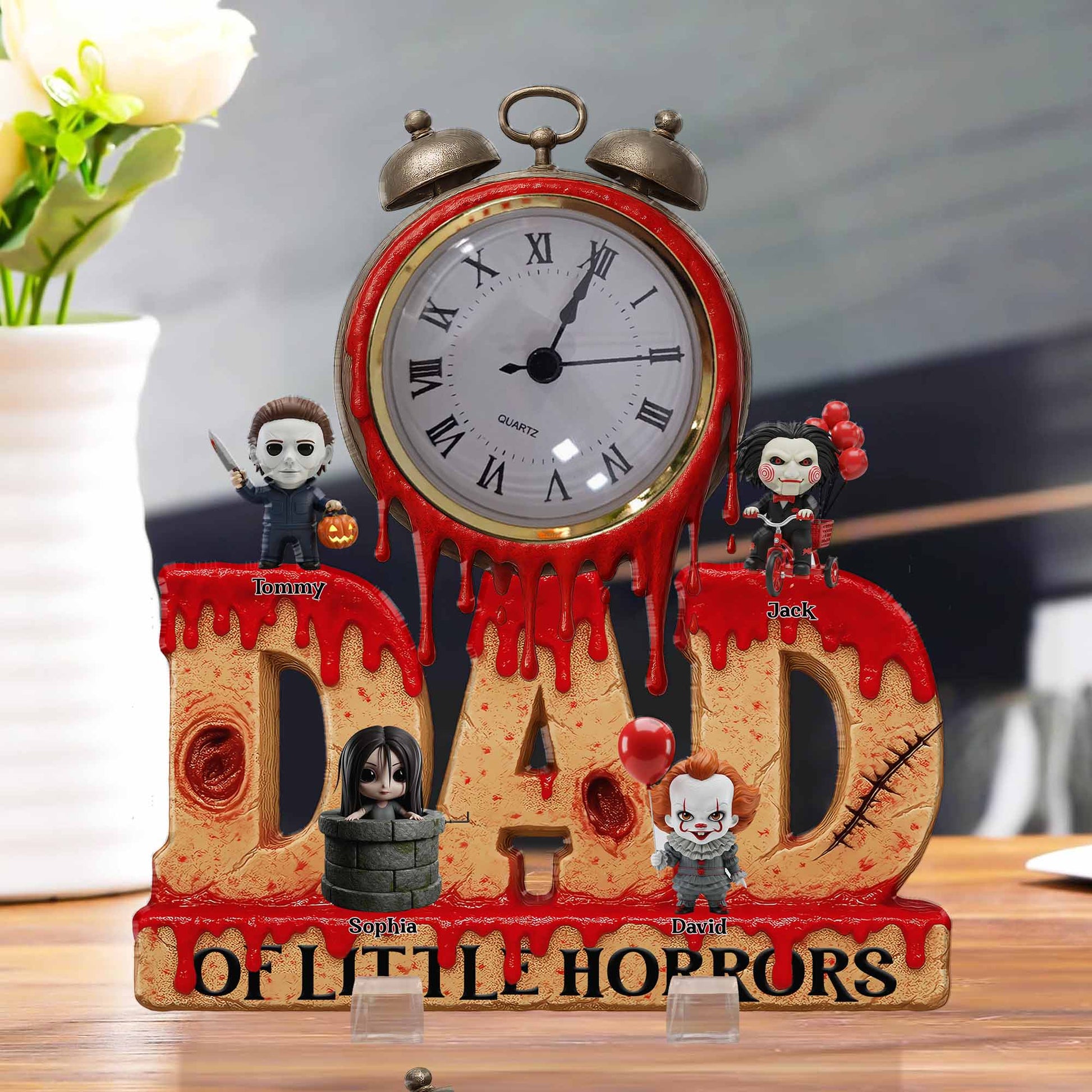 Horror Dad Acrylic Desk Clock Plaque - Personalized Gift For Dad Pt99