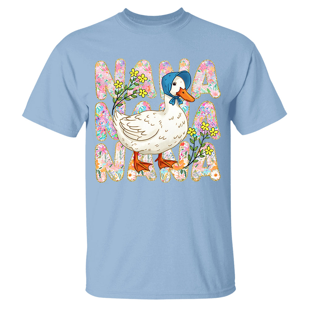 Floral Mama Goose - Personalized Shirt For Grandma Hv01