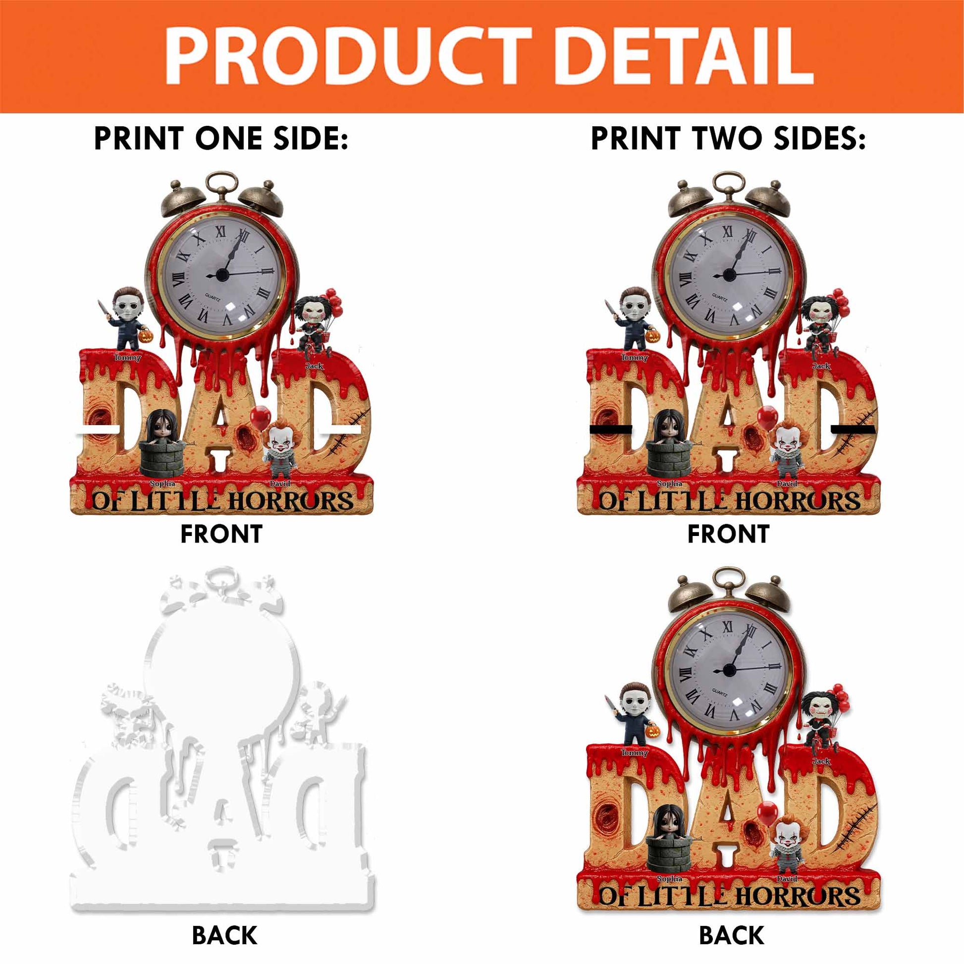 Horror Dad Acrylic Desk Clock Plaque - Personalized Gift For Dad Pt99