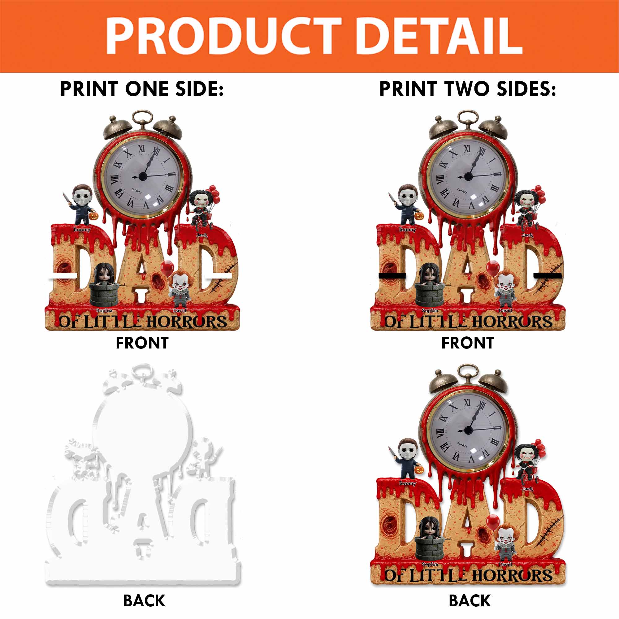 Horror Dad Acrylic Desk Clock Plaque - Personalized Gift For Dad Pt99