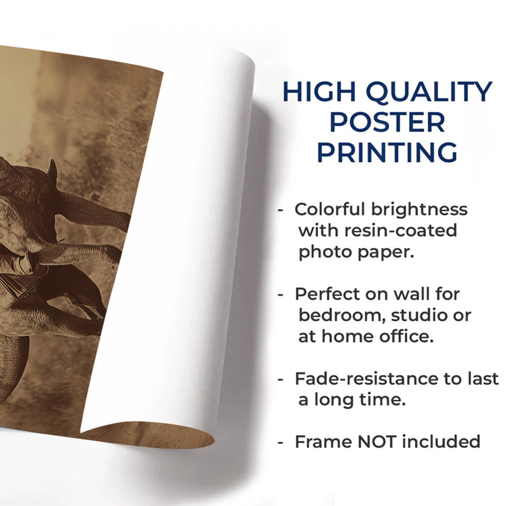 Custom Cowboy Riding Dinosaur Canvas – Vintage 19th Century Poster Canvas Print