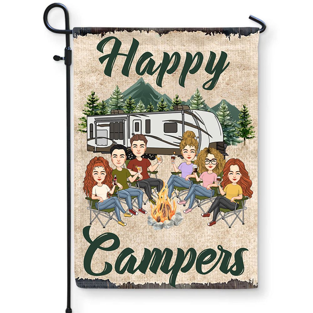 Happy Campers - Personalized Flag For Camping Team NA04 Tm01
