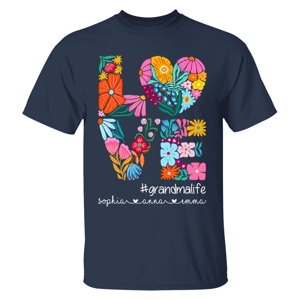 Love Grandmalife - Cute Personalized Floral Shirt For Mother's Day - Custom Kids Names NA04 Do99