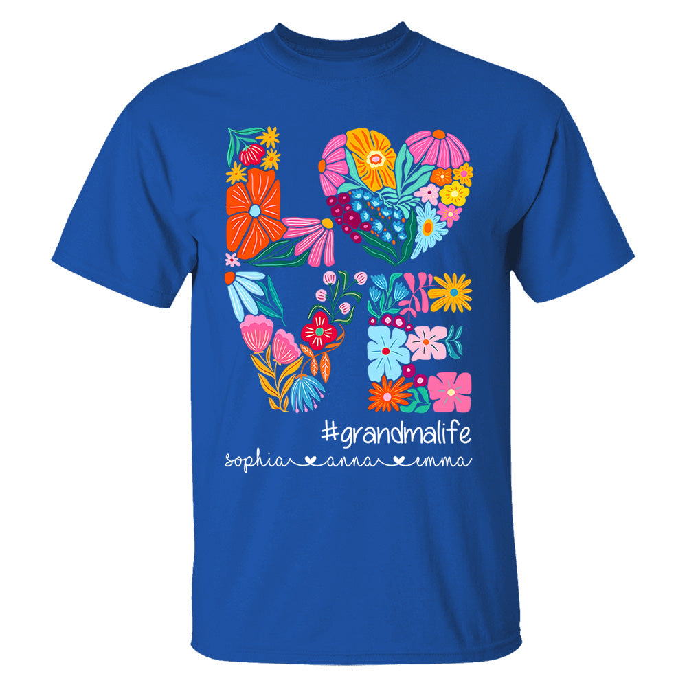 Love Grandmalife - Cute Personalized Floral Shirt For Mother's Day - Custom Kids Names NA04 Do99