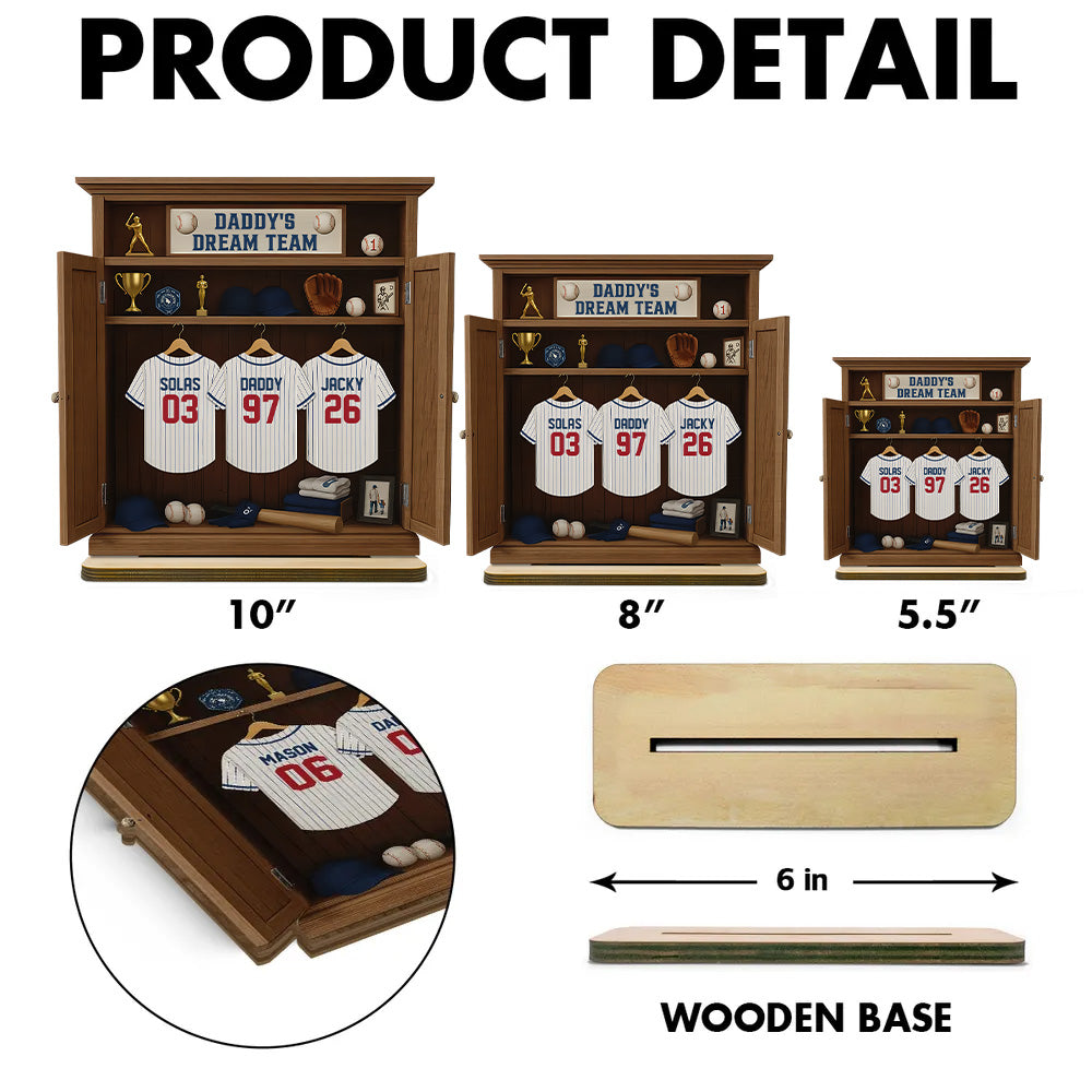 Daddy Dream Team Retro Baseball, Father's Day Gift For Dad, Grandpa Personalized Standing Wooden Plaque Tu24
