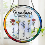 Personalized Grandma's Garden Gift For Grandma, Grandma Gift, Mother's Day Gift For Grandma, Nana Birth Month Flower Stain Glass Suncatcher Tu20