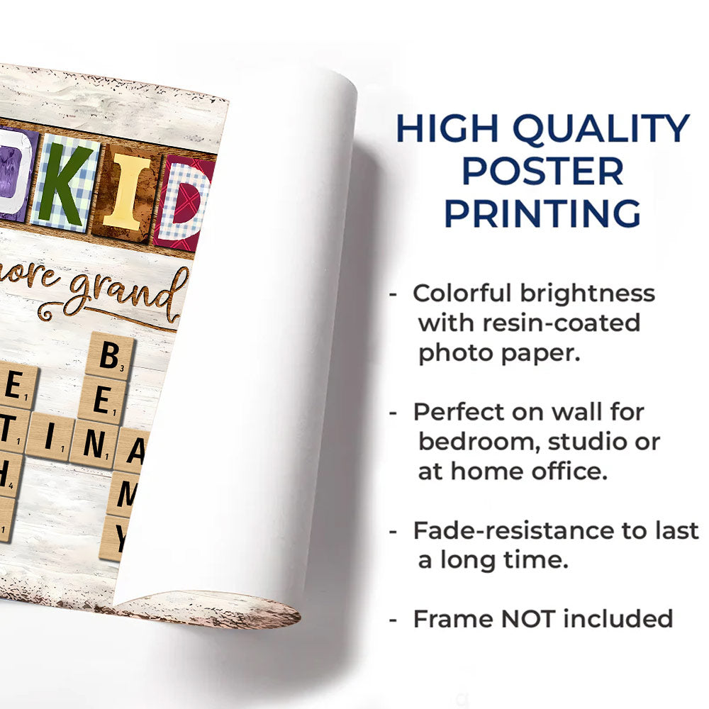 Personalized Grandkids Make Life More Grand Crossword Puzzle Canvas, Gift for Grandma, Nana, Grandparent A2110 Do99