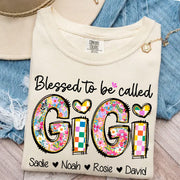 Blessed To Be Called GiGi, Personalized Grandmother T-Shirt with Grandkids' Names, Gift for Mother's Day T1807 Nv01