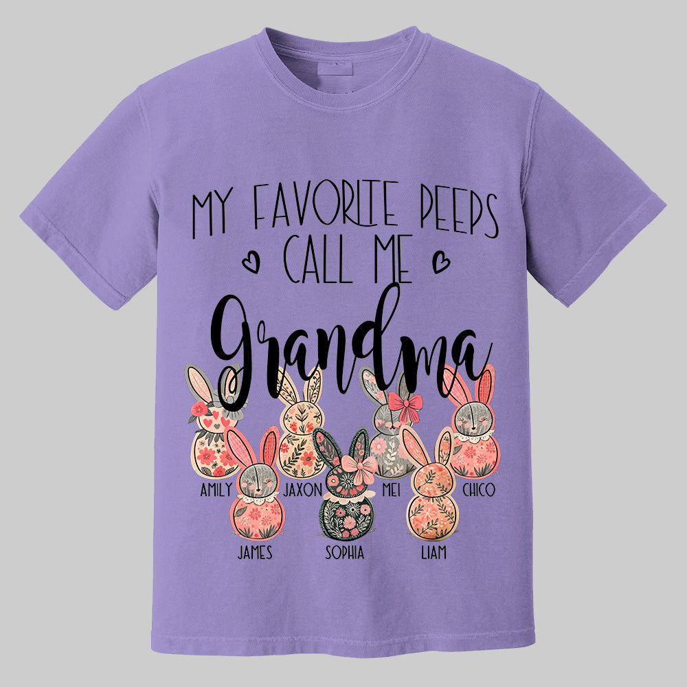 My Favorite Peeps Call Me Grandma - Personalized Shirt For Nana Mimi Gigi - Flower Bunny Shirt Custom Name Kids NA04 Tm01