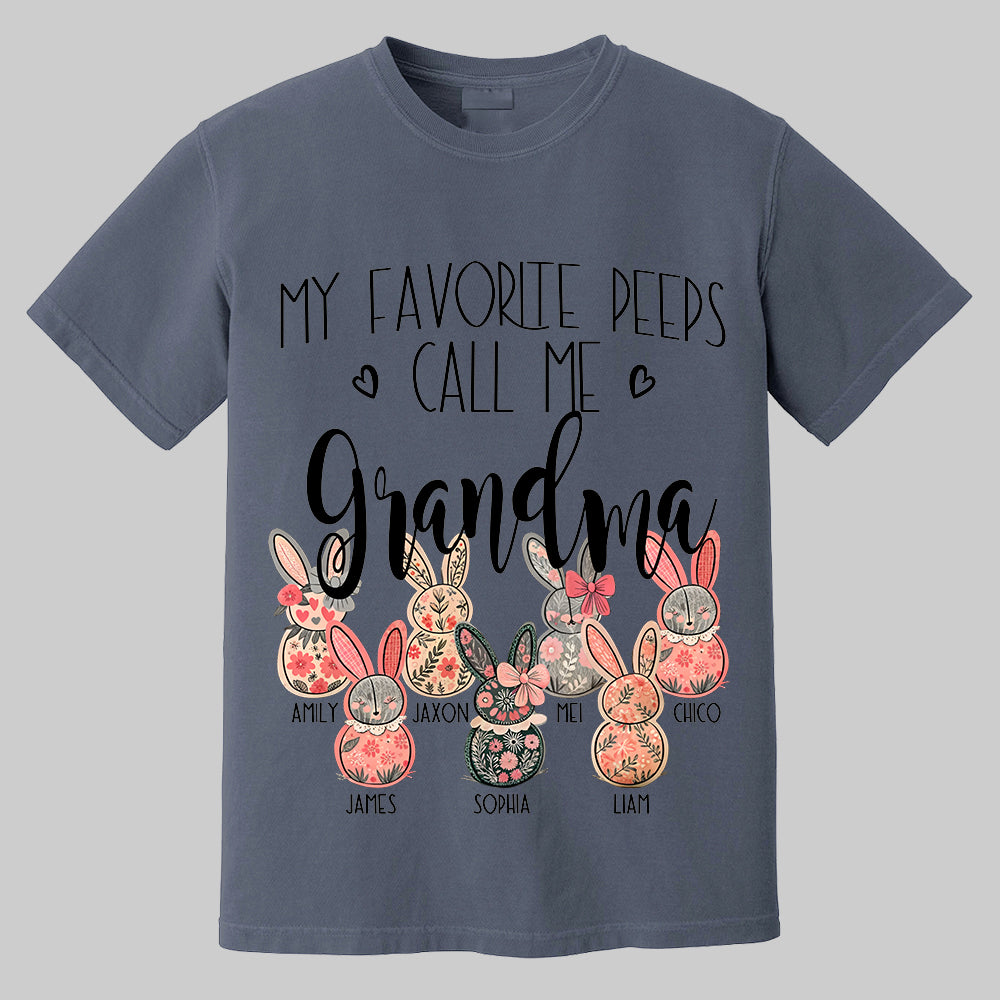 My Favorite Peeps Call Me Grandma - Personalized Shirt For Nana Mimi Gigi - Flower Bunny Shirt Custom Name Kids NA04 Tm01