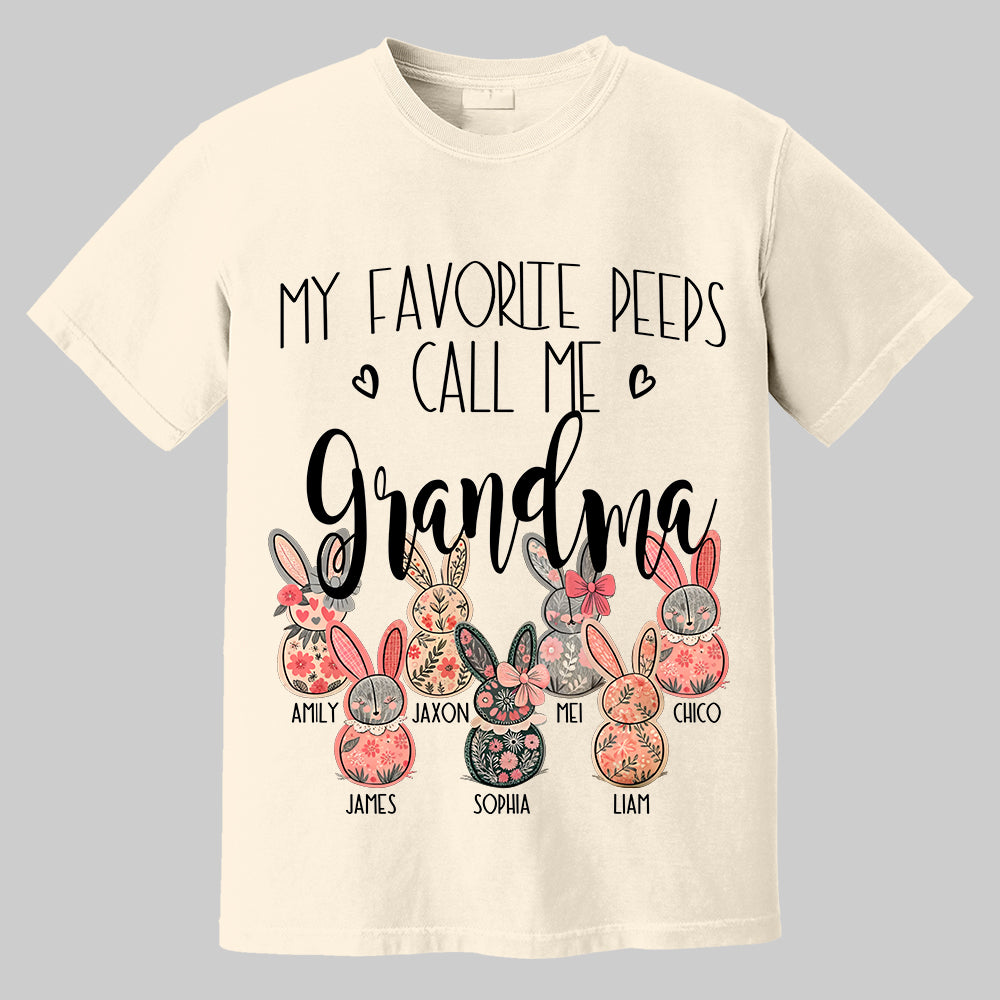 My Favorite Peeps Call Me Grandma - Personalized Shirt For Nana Mimi Gigi - Flower Bunny Shirt Custom Name Kids NA04 Tm01