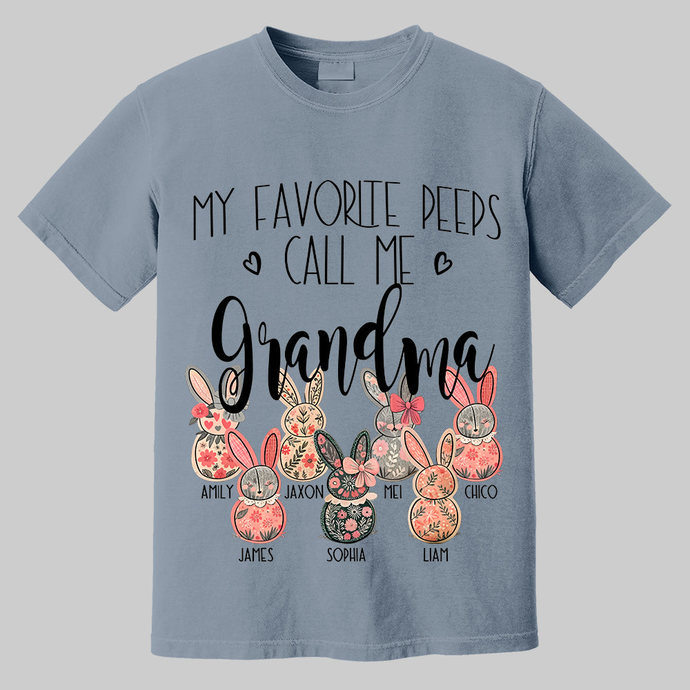 My Favorite Peeps Call Me Grandma - Personalized Shirt For Nana Mimi Gigi - Flower Bunny Shirt Custom Name Kids NA04 Tm01